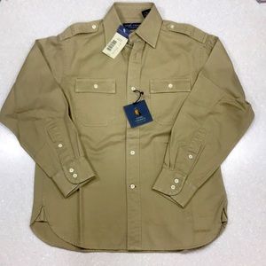 Boys Khaki Cotton shirt sz 10 Daniel Cremieux NWT